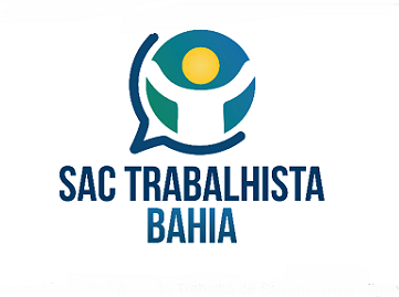 Logo do SAC TRabalhista, com um balão de diálogo e um personagem dentro