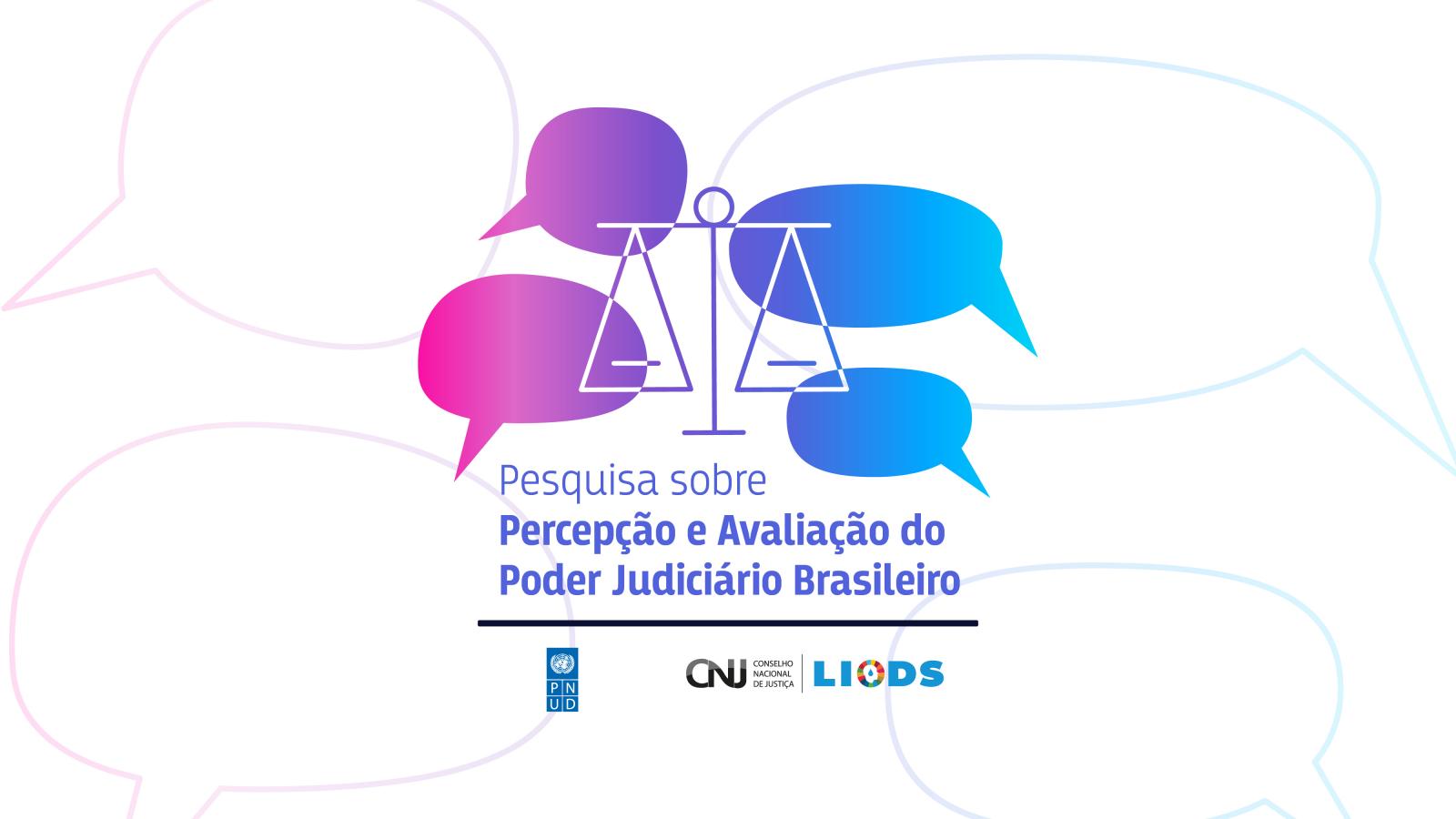 Banner com a informação: “Pesquisa sobre Percepção e Avaliação do Poder Judiciário Brasileiro”