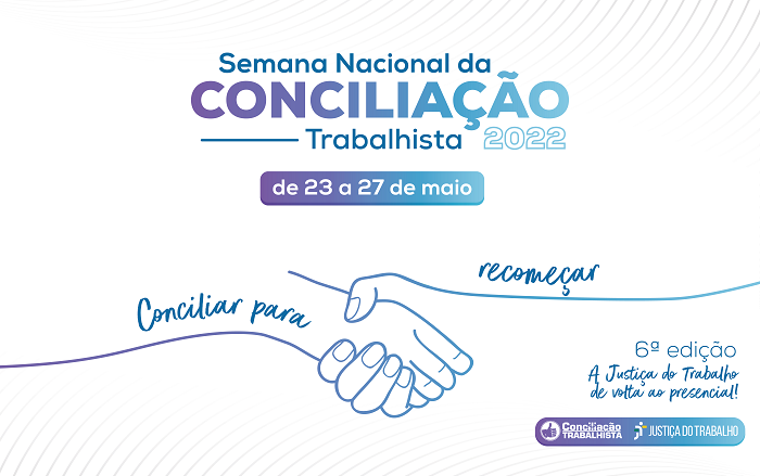 Marca da 6ª Semana da Conciliação, com o desenho de duas mãos se cumprimentando