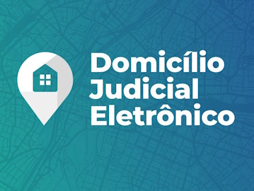 Logo do Domicílio Judicial Eletrônico com nome e balão de localização